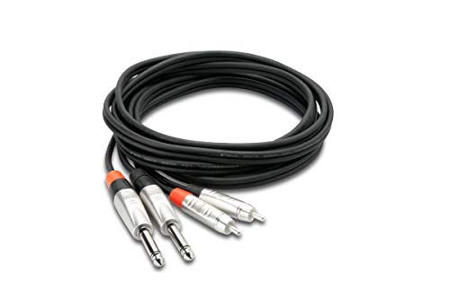 Hosa HPR-010X2 Dual REAN 1/4" TS to RCA Pro Stereo Interconnect Cable, 10 Feet