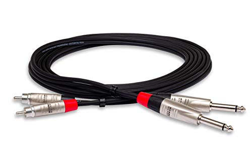 Hosa HPR-010X2 Dual REAN 1/4" TS to RCA Pro Stereo Interconnect Cable, 10 Feet