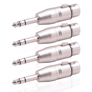 smithok 4 pack xlr female to 1/4" trs adapter, balanced female xlr to quarter inch 6.35mm male adapters
