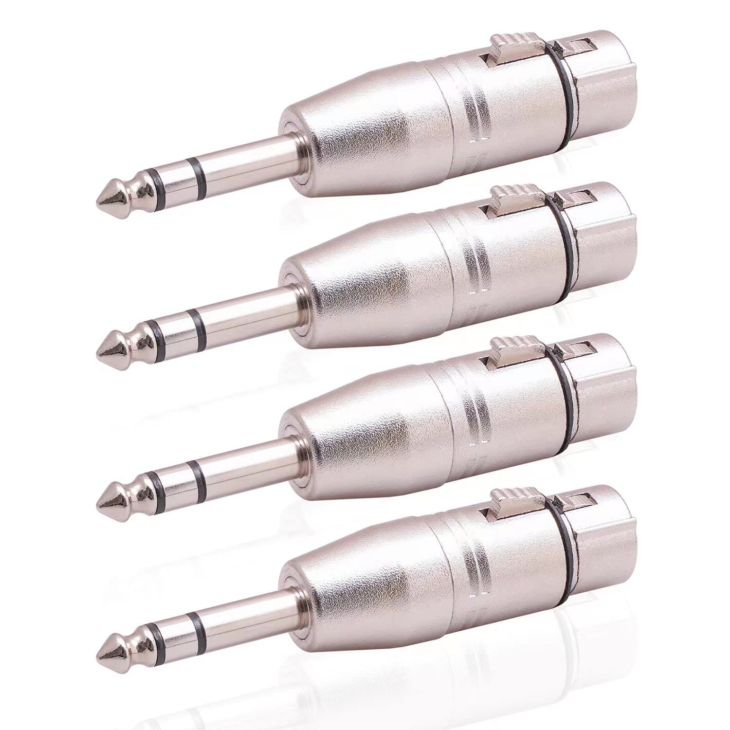 Smithok 4 Pack XLR Female to 1/4" TRS Adapter, Balanced Female XLR to Quarter Inch 6.35mm Male Adapters