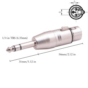 Smithok 4 Pack XLR Female to 1/4" TRS Adapter, Balanced Female XLR to Quarter Inch 6.35mm Male Adapters