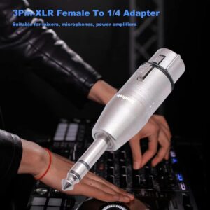 Smithok 4 Pack XLR Female to 1/4" TRS Adapter, Balanced Female XLR to Quarter Inch 6.35mm Male Adapters