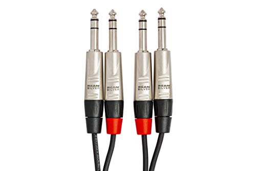 Hosa HSS-015X2 Dual REAN 1/4 in TRS to Same Pro Stereo Interconnect Cable, 15 Feet (HSS015X2)