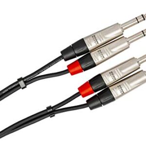 Hosa HSS-015X2 Dual REAN 1/4 in TRS to Same Pro Stereo Interconnect Cable, 15 Feet (HSS015X2)