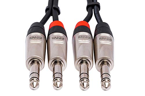 Hosa HSS-015X2 Dual REAN 1/4 in TRS to Same Pro Stereo Interconnect Cable, 15 Feet (HSS015X2)