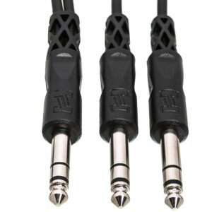 Hosa CYS-103 Y Cable, 1/4 in TRS to Dual 1/4 in TRS, 3 ft