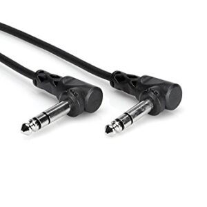 Hosa CSS-110RR Right-Angle 1/4 inch TRS to Right-Angle 1/4 inch TRS Balanced Interconnect Cable, 10 feet