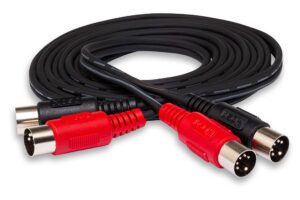 hosa mid-202 dual midi cable, dual 5-pin din to same, 2 m