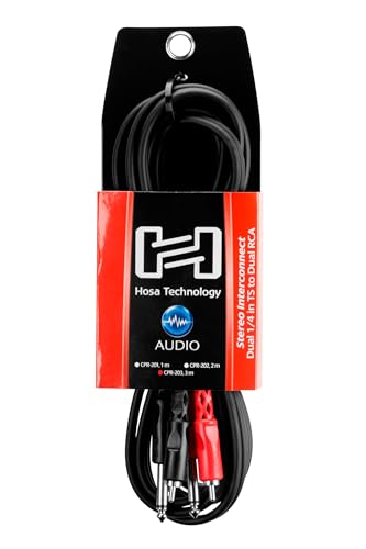 Hosa CPR-201 Dual 1/4" TS to Dual RCA Stereo Interconnect Cable, 1 Meter