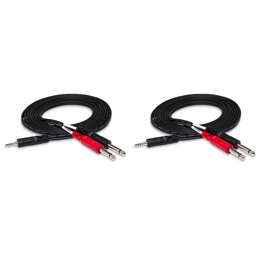 HOSA 3.5mm TRS to 1/4" TS Stereo Breakout Cables, Black