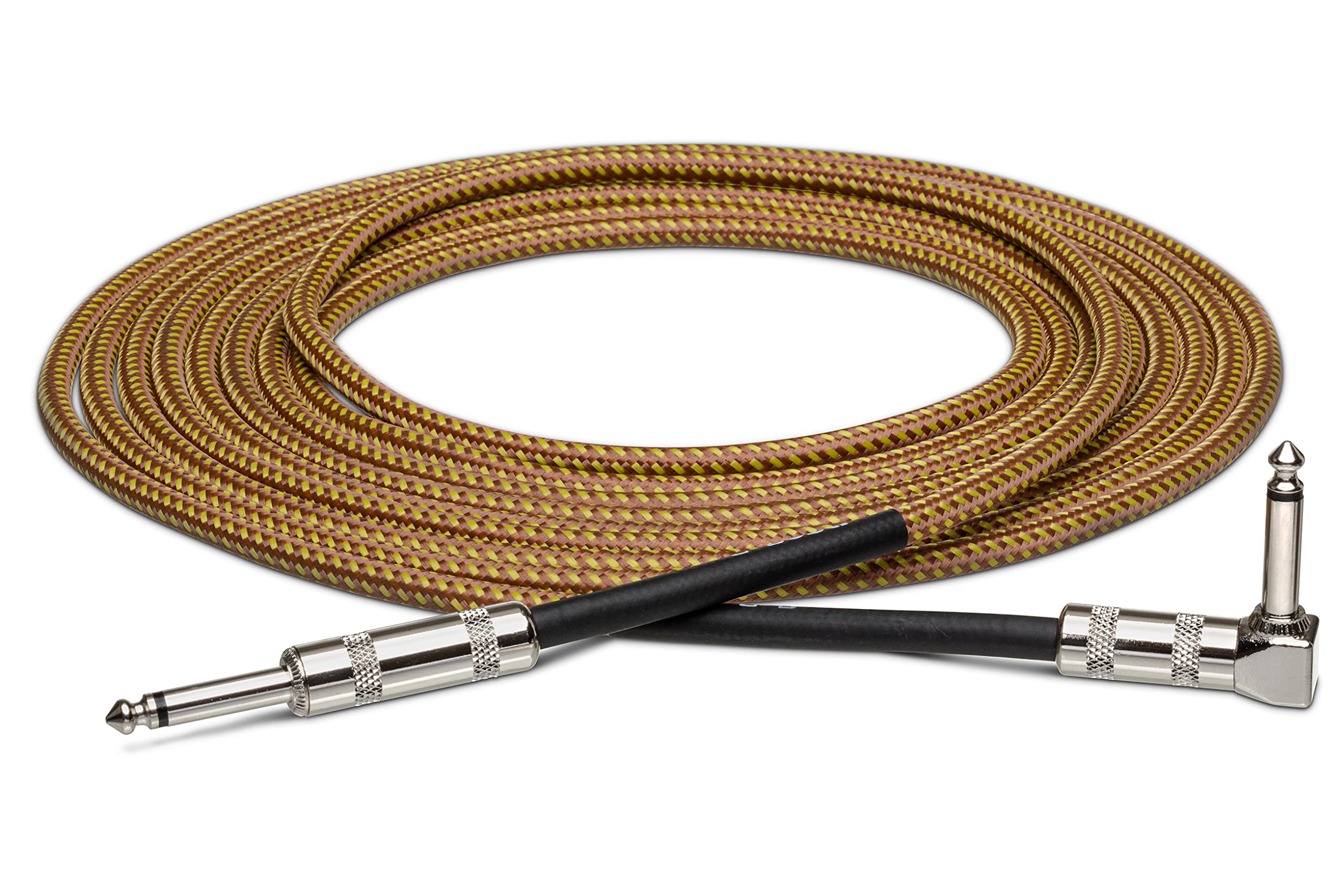 Hosa GTR-518 Straight to Right Angle Tweed Guitar Cable, 18 Feet