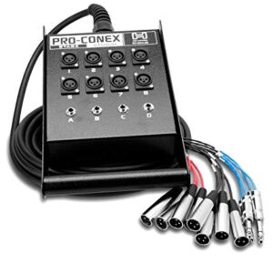 Hosa SH-8X4-25 Pro-Conex Stage Box Snake, Hosa 8 x XLR Sends and 4 x 1/4 in TRS Returns, 25 ft