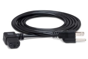 hosa pwc-148r power cord, right-angle iec c13 to nema 5-15p, 8 ft