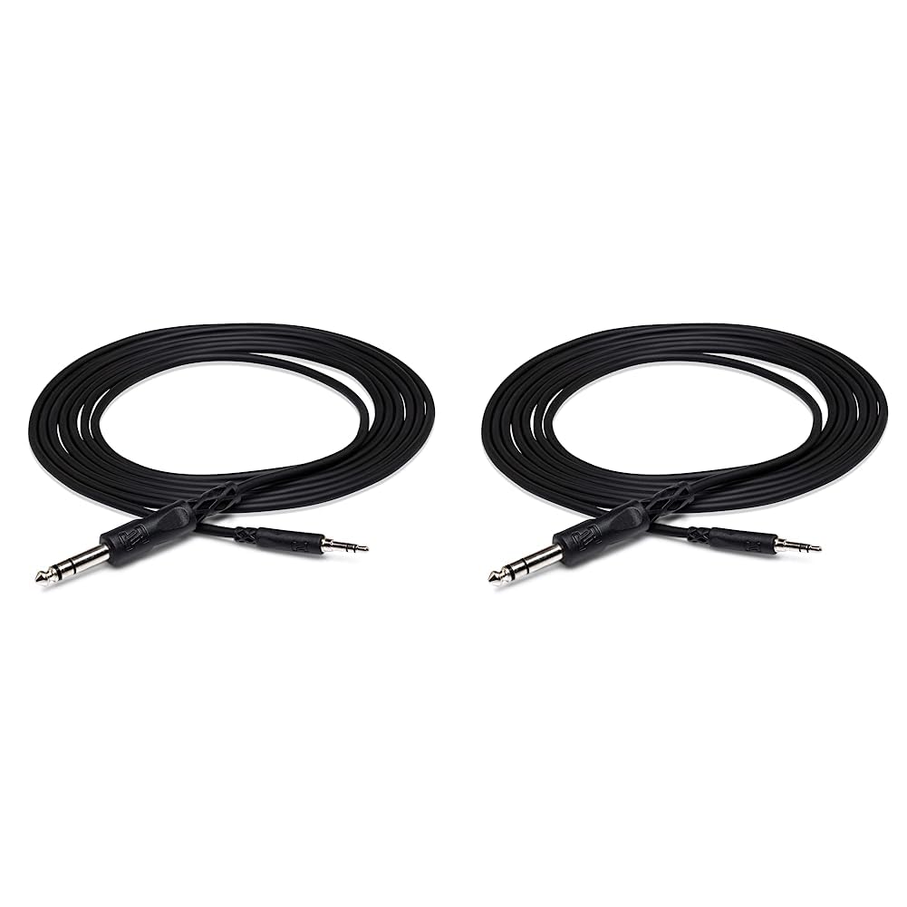 HOSA CMS-103 3.5 mm TRS to 1/4" TRS Stereo Interconnect Cable, 3 Feet (Pack of 2)