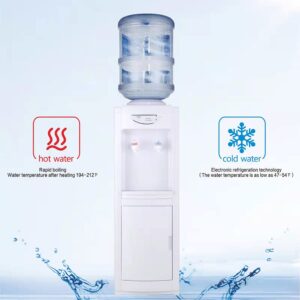 Hot & Cold Top Loading Water Dispenser,5 Gallons Water Coolers with Child Safety Lock Removable Drip Tray & Storage Cabinet,Water Cooler Dispenser for Home,Office(White)