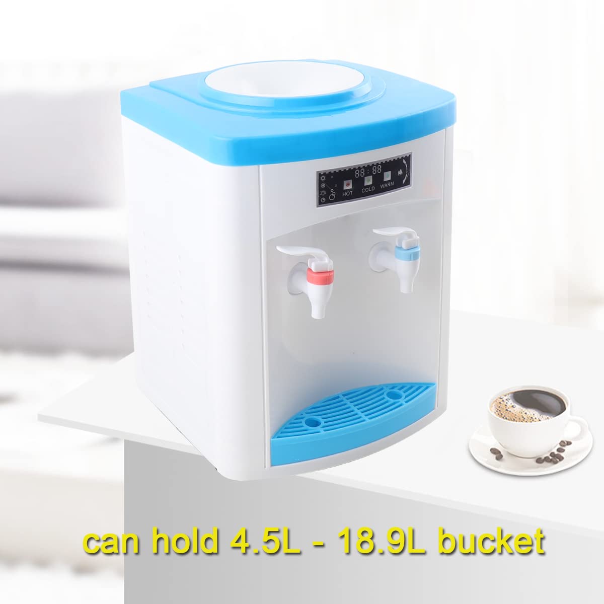 ECUTEE Countertop Water Cooler Dispenser 5 Gallon Hot and Cold Water Dispenser Top Loading 3 Temperature Settings Countertop Drinking Machine for Home Office Use 110V