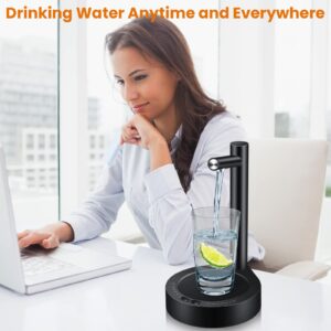 Water Dispenser for 5 Gallon Bottle Automatic: Electric Bedside Water Dispenser Countertop - Rechargeable Portable Desktop Water Jug Dispenser Pump - Drinking Tabletop Portable Water Dispenser