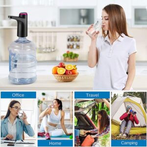 Vshinic Water Bottle Dispenser,Automatic Drinking Water Pump,Water Jug Dispenser Smart USB, Portable Water Bottle Pump with USB Electric Charging and Automatic Off Switch Black