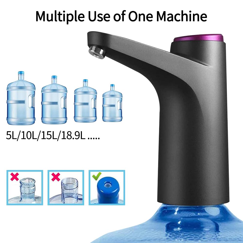 Vshinic Water Bottle Dispenser,Automatic Drinking Water Pump,Water Jug Dispenser Smart USB, Portable Water Bottle Pump with USB Electric Charging and Automatic Off Switch Black