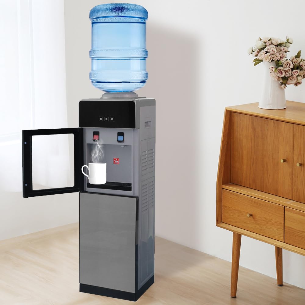 Water Cooler Dispenser for 5 Gallon,Top Loading Water Cooler Dispenser, Holds 3 or 5 Gallon Bottle Water Cooler Storage Cabinet for Home, Office Apartment Use