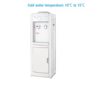 Top Loading Water Cooler Dispenser, Vertical Electric Hot & Cold Water Dispenser with Storage Cabinet, Hold 3 or 5 Gallon Bottle, Child Safety Lock for Home Office