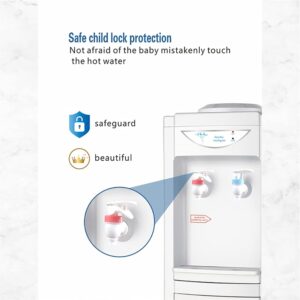 Top Loading Water Cooler Dispenser, Vertical Electric Hot & Cold Water Dispenser with Storage Cabinet, Hold 3 or 5 Gallon Bottle, Child Safety Lock for Home Office