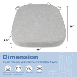 BUYUE Thickened 2.5" Original Linen Dining Chair Cushion, U-Shape High Density Foam Comfortable Chair Pad for Kitchen, Slip Resistant Indoor Seat Cushion (1 piece, Light Gray)