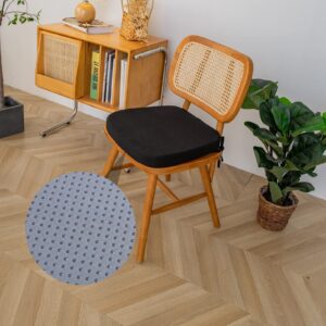 Eiury Kitchen Chair Cushions with Ties - High Density Sponge Seat Cushion and Dining Room Chair Pad 17 X 16.5 Inches Non Slip Rubber Back Seat Cover Machine Washable Black