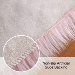 Softlife Pink Faux Fur Sheepskin Chair Cover Seat Cushion Pad Super Soft Area Rugs for Living Bedroom Sofa (1.6ft x 1.6ft)