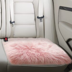 Softlife Pink Faux Fur Sheepskin Chair Cover Seat Cushion Pad Super Soft Area Rugs for Living Bedroom Sofa (1.6ft x 1.6ft)