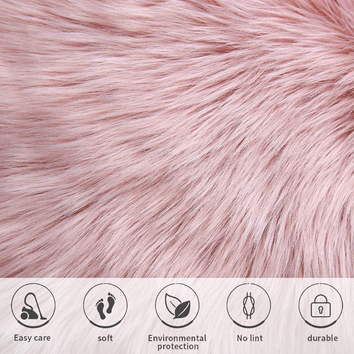 Softlife Pink Faux Fur Sheepskin Chair Cover Seat Cushion Pad Super Soft Area Rugs for Living Bedroom Sofa (1.6ft x 1.6ft)