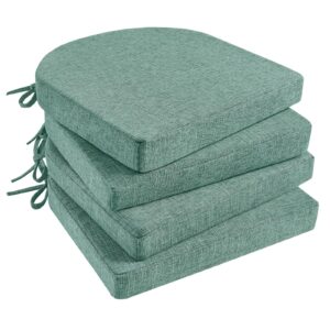 basic beyond chair cushions for dining chairs 4 pack, memory foam chair cushion with ties and non slip backing, 16 x 16 inches chair pads for dining chairs(green)