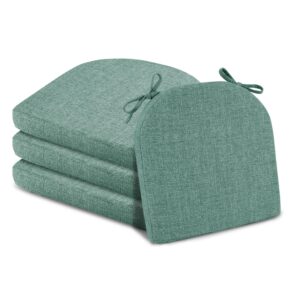 Basic Beyond Chair Cushions for Dining Chairs 4 Pack, Memory Foam Chair Cushion with Ties and Non Slip Backing, 16 x 16 inches Chair Pads for Dining Chairs(Green)