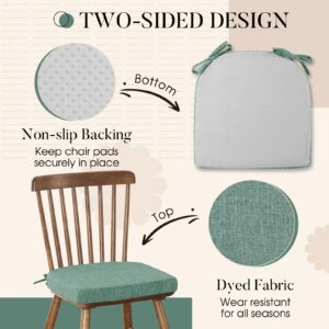 Basic Beyond Chair Cushions for Dining Chairs 4 Pack, Memory Foam Chair Cushion with Ties and Non Slip Backing, 16 x 16 inches Chair Pads for Dining Chairs(Green)