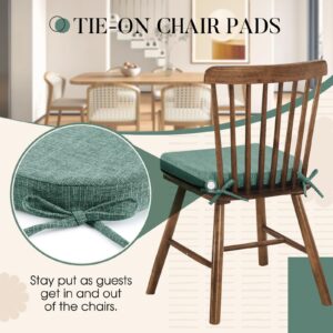 Basic Beyond Chair Cushions for Dining Chairs 4 Pack, Memory Foam Chair Cushion with Ties and Non Slip Backing, 16 x 16 inches Chair Pads for Dining Chairs(Green)