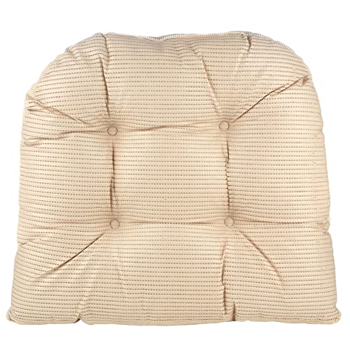 Klear Vu Saturn Non Slip Seat Cushion, Button Tufted Sitting Pillow with Durable Fabric Cover, Ideal for Dining, Office or Rocking Chair, 18" x 20" x 3", Set of 1, Natural