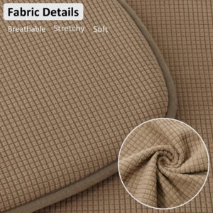 Shinnwa Windsor Chair Cushions Farmhouse Seat Cushion for Kitchen Chairs Brown Non Slip Chair Pads for Dining Room with Foam Padding and Textured Cover 4 Pack (17 x 15.5 Inches)