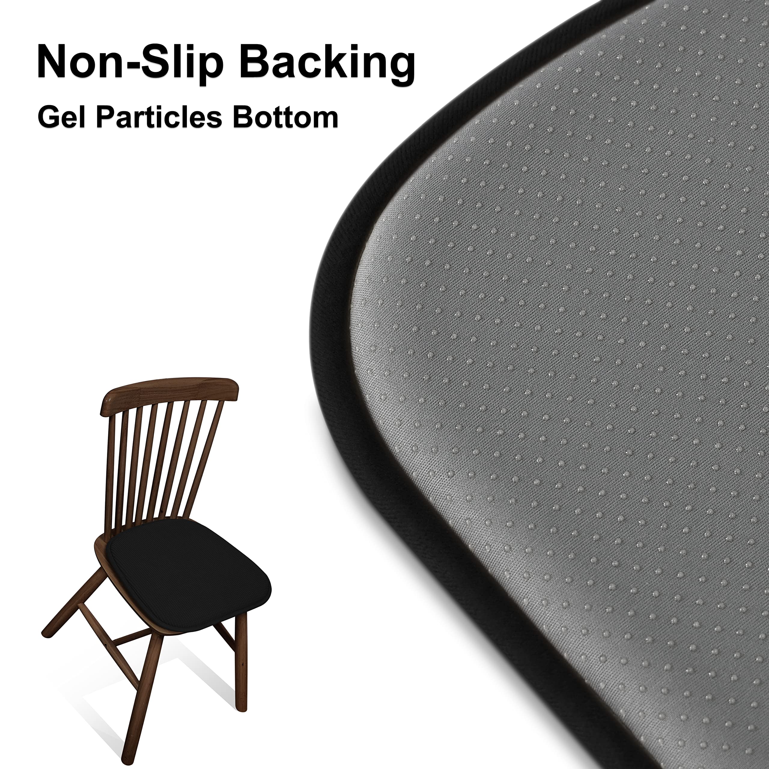 Shinnwa Kitchen Dining Chair Seat Cushion for Indoor Room Metal Chairs Cushions Non Slip Pads with U-Shaped Foam Pad and Plaid Velvet Cover Overall Washable Set of 2 [15 x 16 Inches] Black