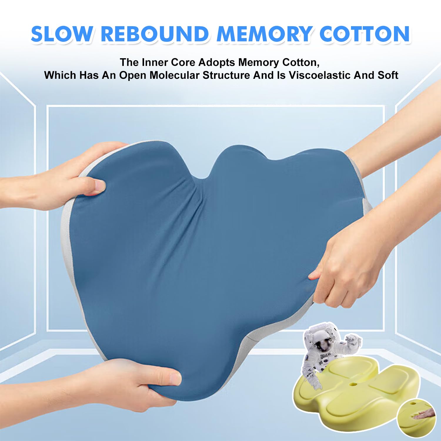 Seat Cushion, Memory Foam Chair Cushions Non-Slip Office Chair Cushion, Car Seat Cushion, Sciatica & Back Coccyx Tailbone Pain Relief for Office/Home Chair Computer Desk Wheelchair Car