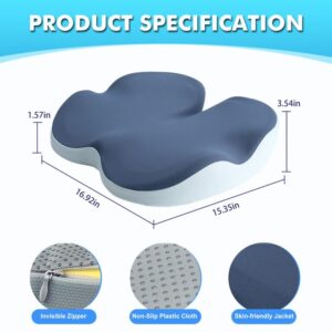 Seat Cushion, Memory Foam Chair Cushions Non-Slip Office Chair Cushion, Car Seat Cushion, Sciatica & Back Coccyx Tailbone Pain Relief for Office/Home Chair Computer Desk Wheelchair Car