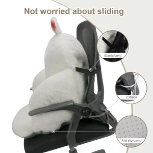 QYA Computer Chair Cushion White, Cute Seat Cushion with Backrest Non-Slip, Kawaii Chair Pillow for Gamer Chair, Comfy Chair Cushion for Bedroom (32"x 18", White Bunny)