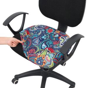 smiry Printed Office Computer Chair Seat Covers, Soft Stretch Washable Universal Rotating Desk Chair Seat Cushion Protectors - Paisley