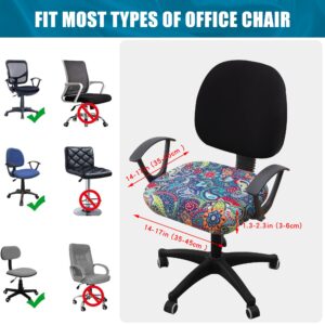 smiry Printed Office Computer Chair Seat Covers, Soft Stretch Washable Universal Rotating Desk Chair Seat Cushion Protectors - Paisley