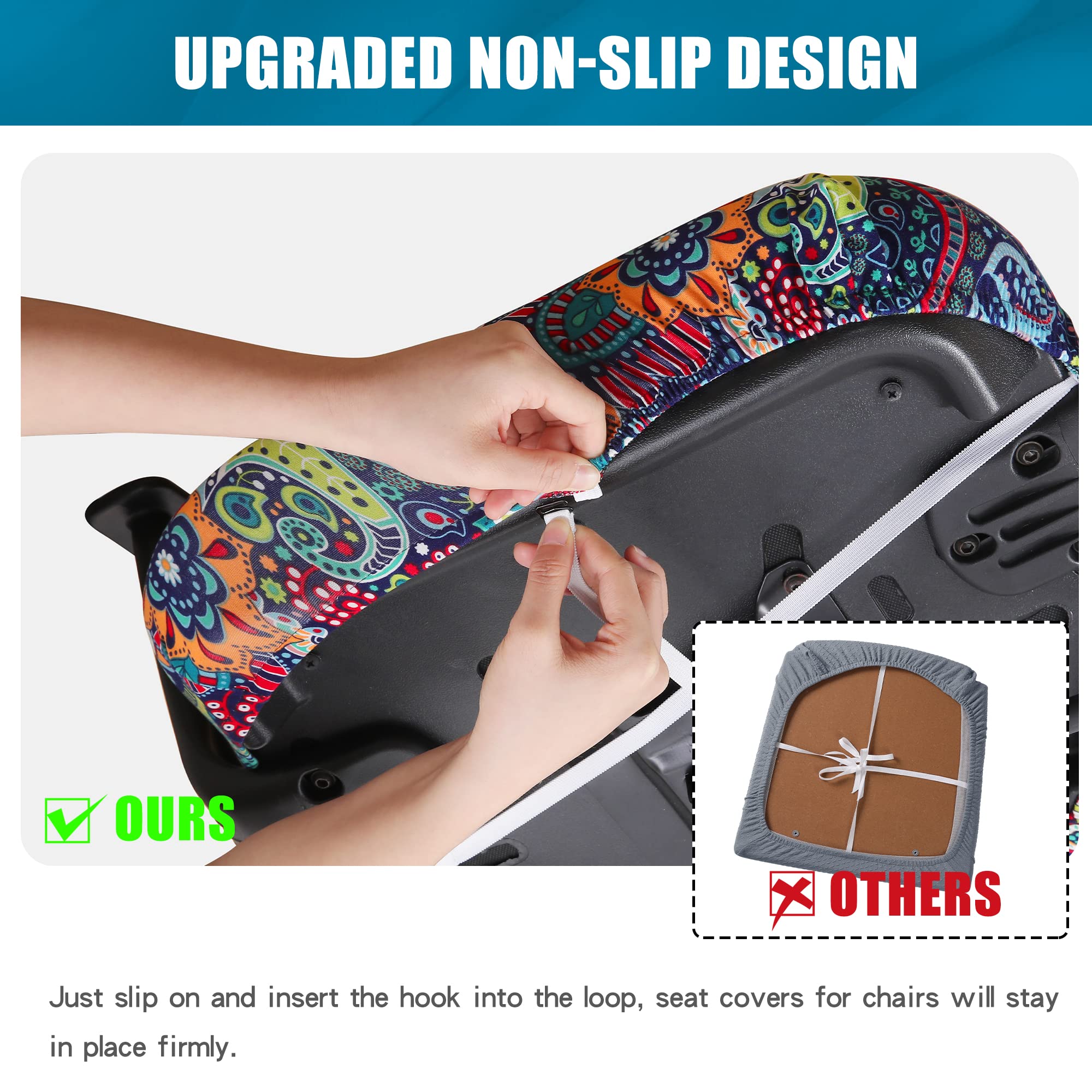 smiry Printed Office Computer Chair Seat Covers, Soft Stretch Washable Universal Rotating Desk Chair Seat Cushion Protectors - Paisley