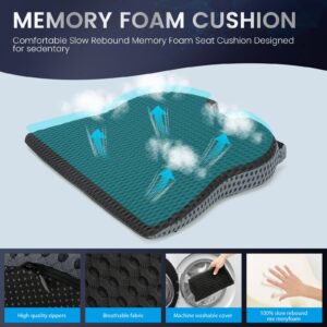 GSPSCN Car Seat Cushion Memory Foam,Heightening Wedge Chair Pad for Short People Driving,Butt Pillow Pad for Coccyx,Tailbone,Lower Back Pain Relief in Car Seat,Office,Computer Desk Chair