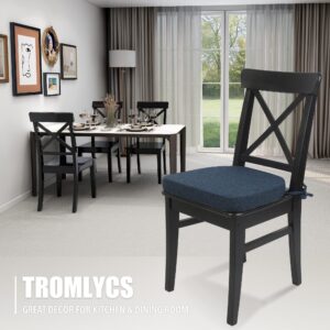 Tromlycs Chair Cushions for Dining Chairs Kitchen Pads 4 Pack Room Seat Indoor U Shaped Non Slip with Ties Set 16x17 Inch Navy Blue