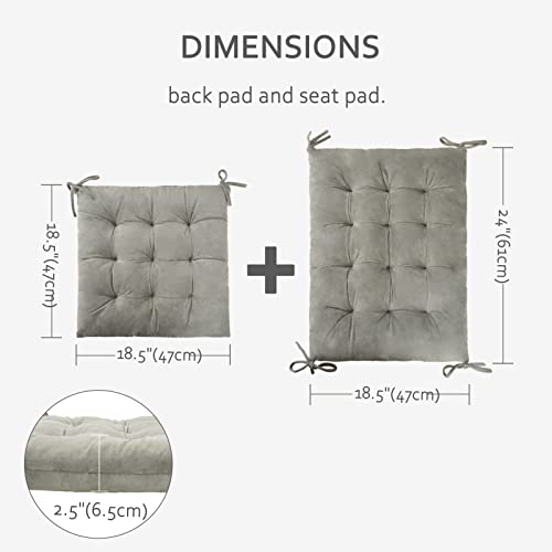 ELFJOY Rocking Chair Cushions Rocking Chair Pads for Wooden Rocking Chair Cushion for Rocking Chair Premium Tufted Back and Seat Cushion 2 Piece Set (Grey)