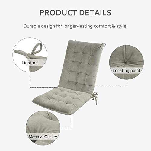 ELFJOY Rocking Chair Cushions Rocking Chair Pads for Wooden Rocking Chair Cushion for Rocking Chair Premium Tufted Back and Seat Cushion 2 Piece Set (Grey)