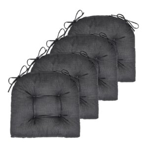 Kyaringtso Chair Cushions for Dining Chairs, 4 Pack Soft and Comfortable Chair Cushions Pads with Ties, Seat Cushions for Kitchen Chairs，Dining Room (4 Pack 17x16, Black)