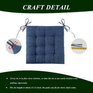 FlyGulls Chair Cushions for Dining Chairs Set of 4 Square Seat Cushion 18"x18" Office Chair Cushion Thick and Soft Kitchen Chair Pads with Ties, Navy